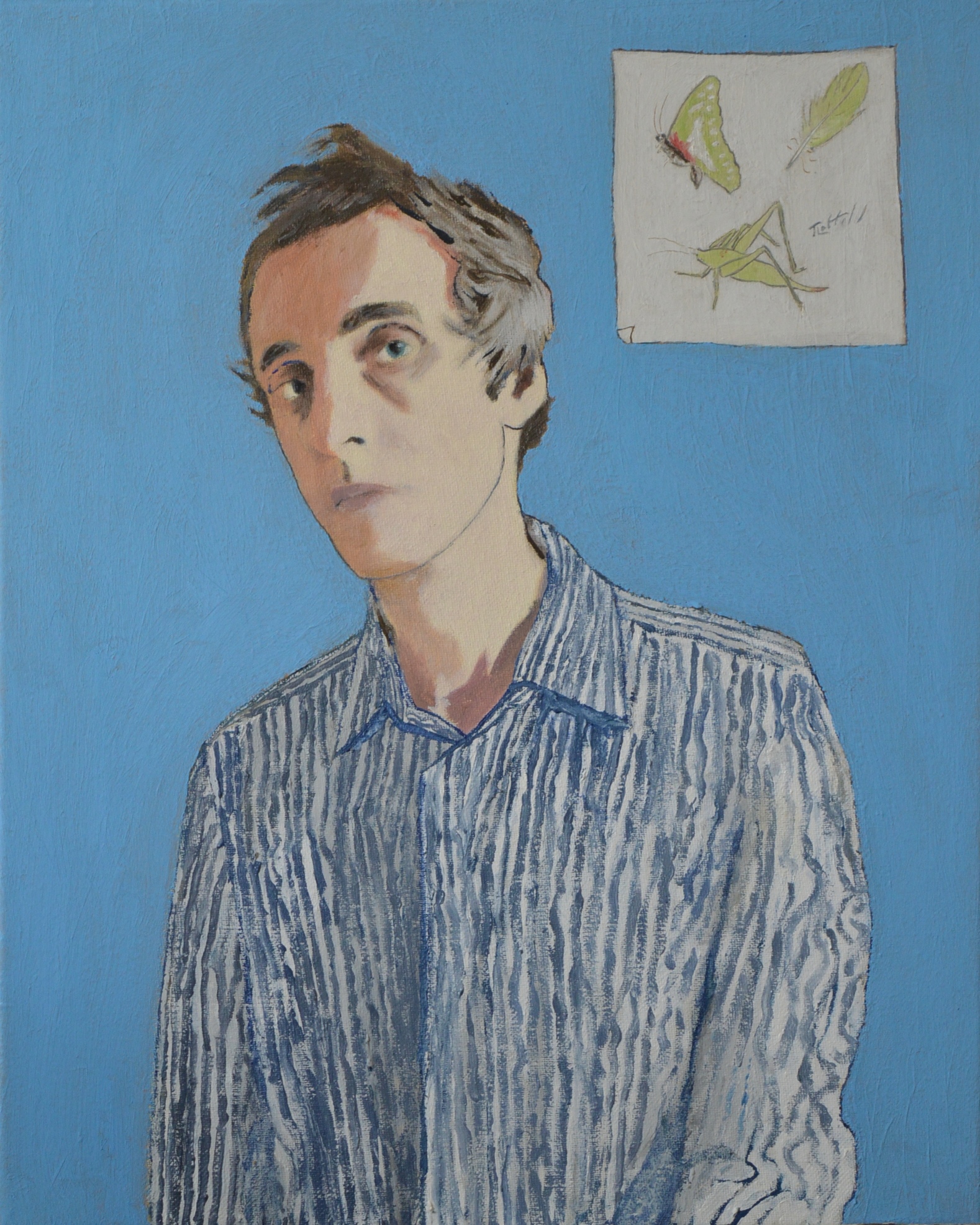 Self Portrait With Striped Shirt And Illustrations