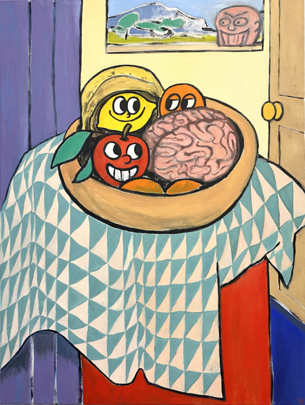 Bowl of Fruit with Brain (After Matisse)